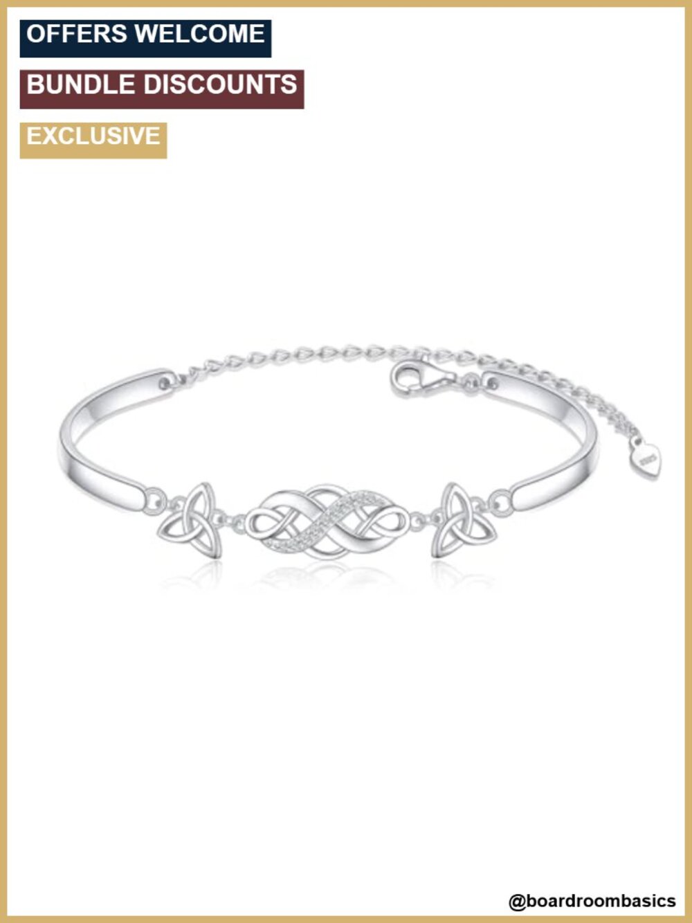 925 Sterling Silver Celtic Knot Open Cuff Bracelet Adjustable Bangle